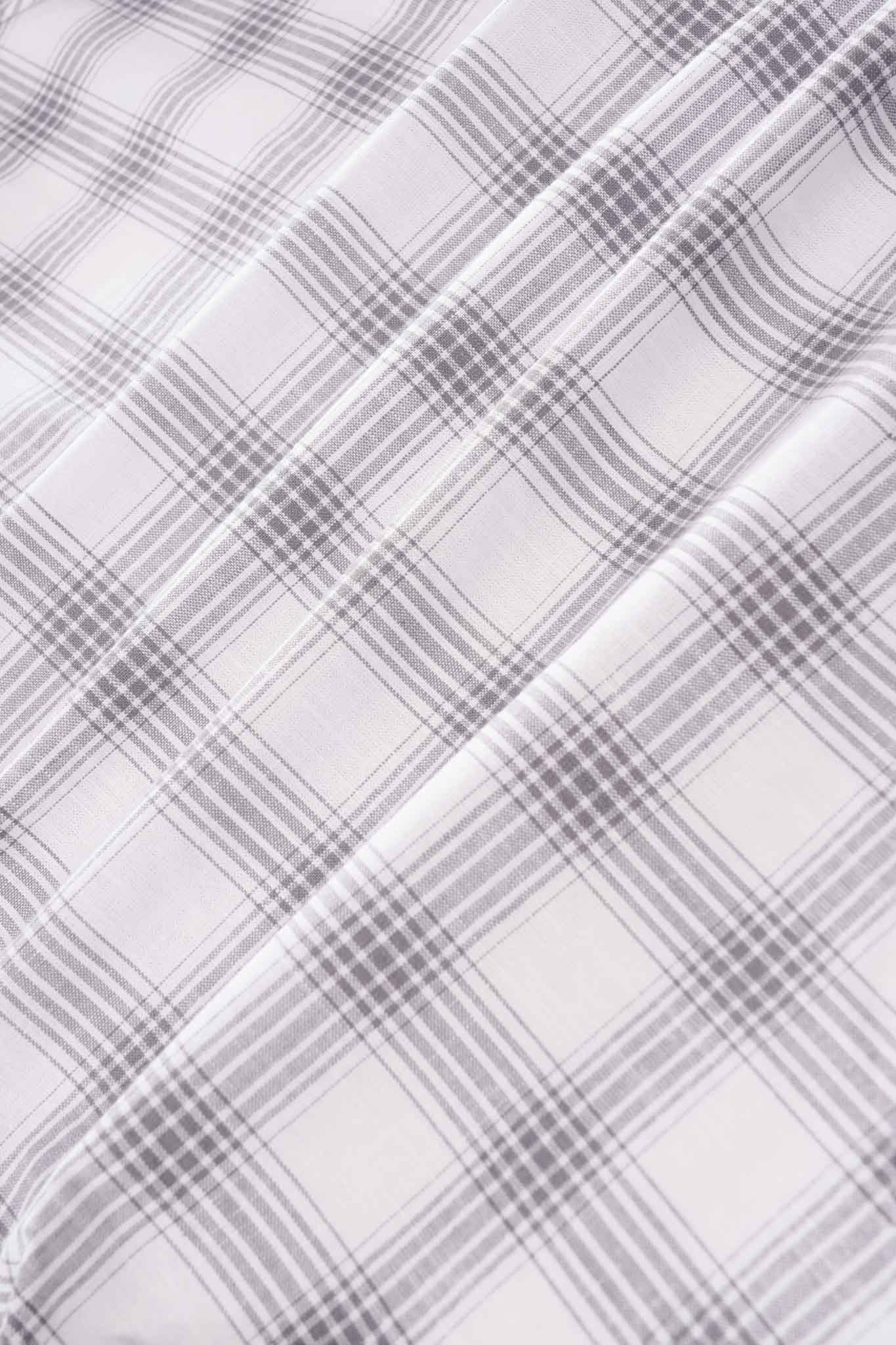 grey linen blend checks shirt