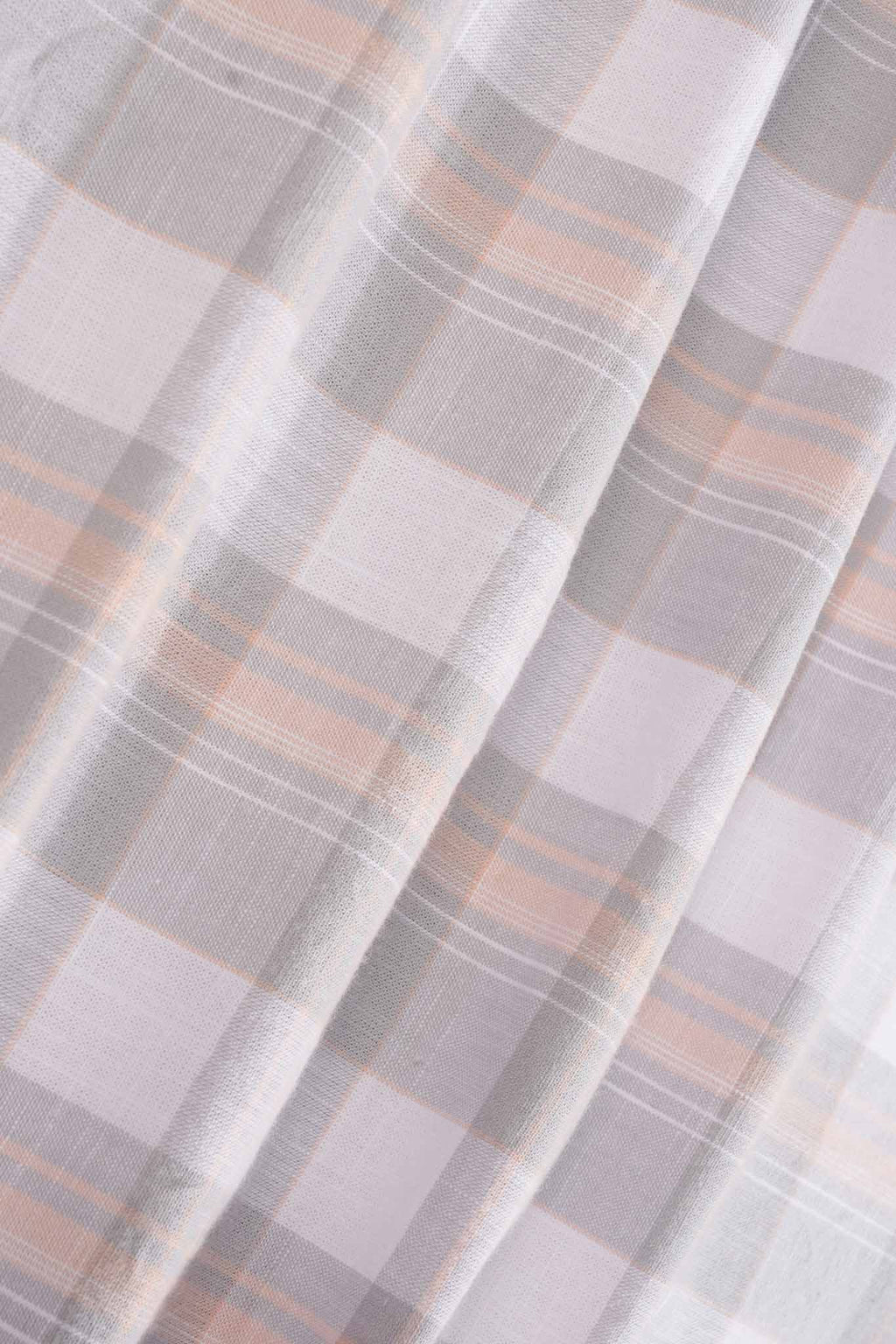 grey linen blend checks shirt