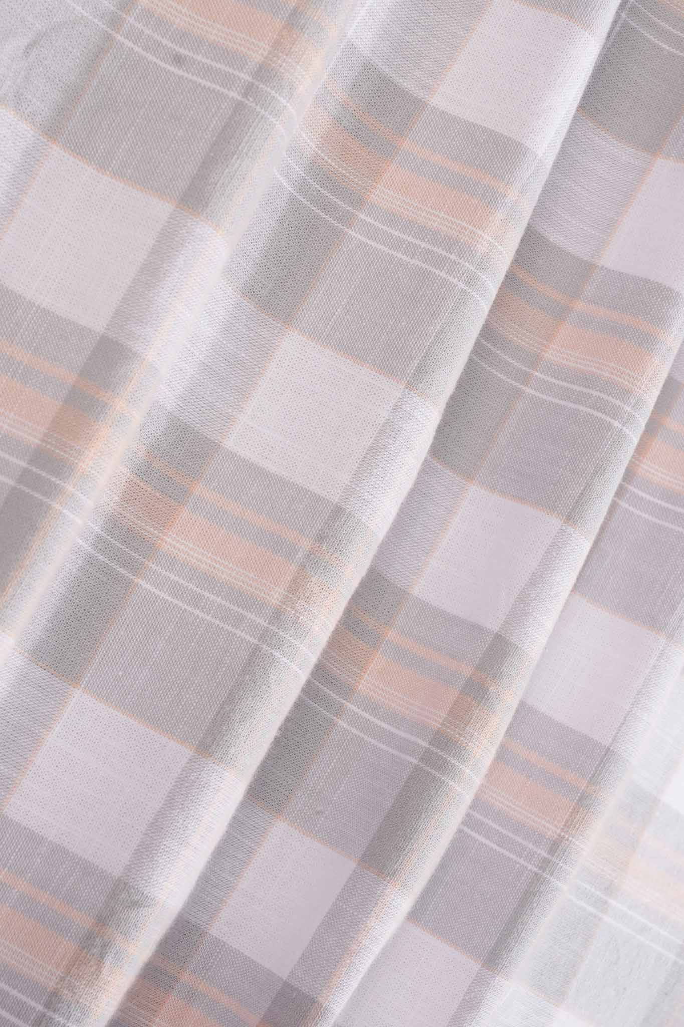 grey linen blend checks shirt