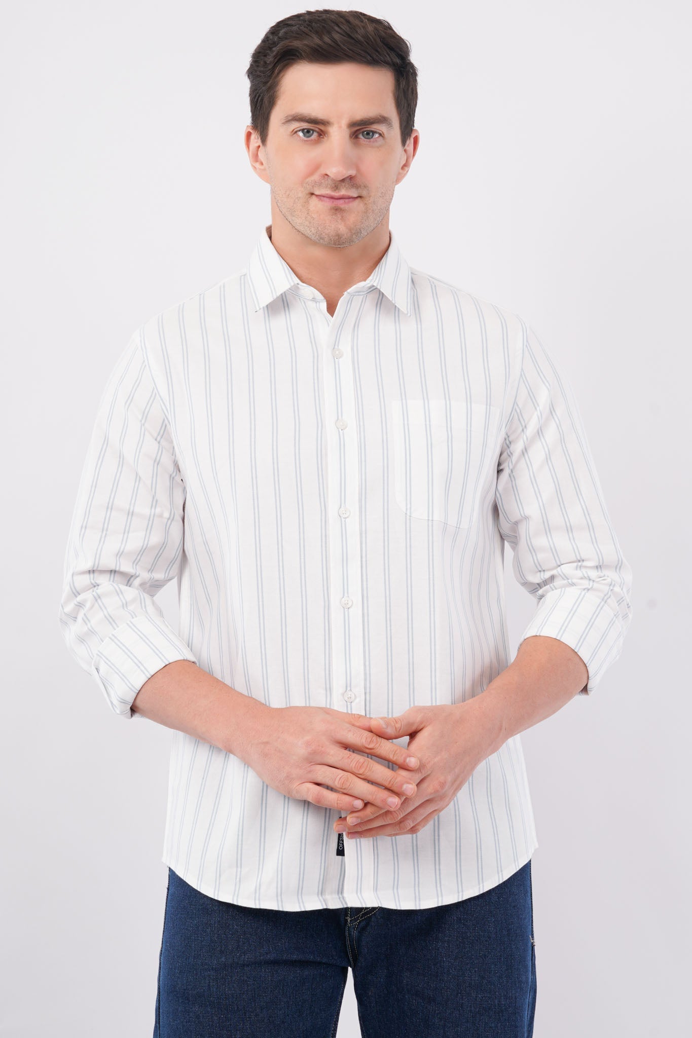 blue striped shirt offshade men