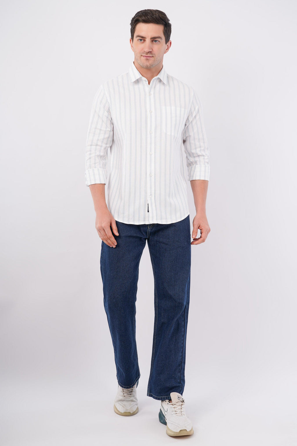 blue striped shirt offshade men