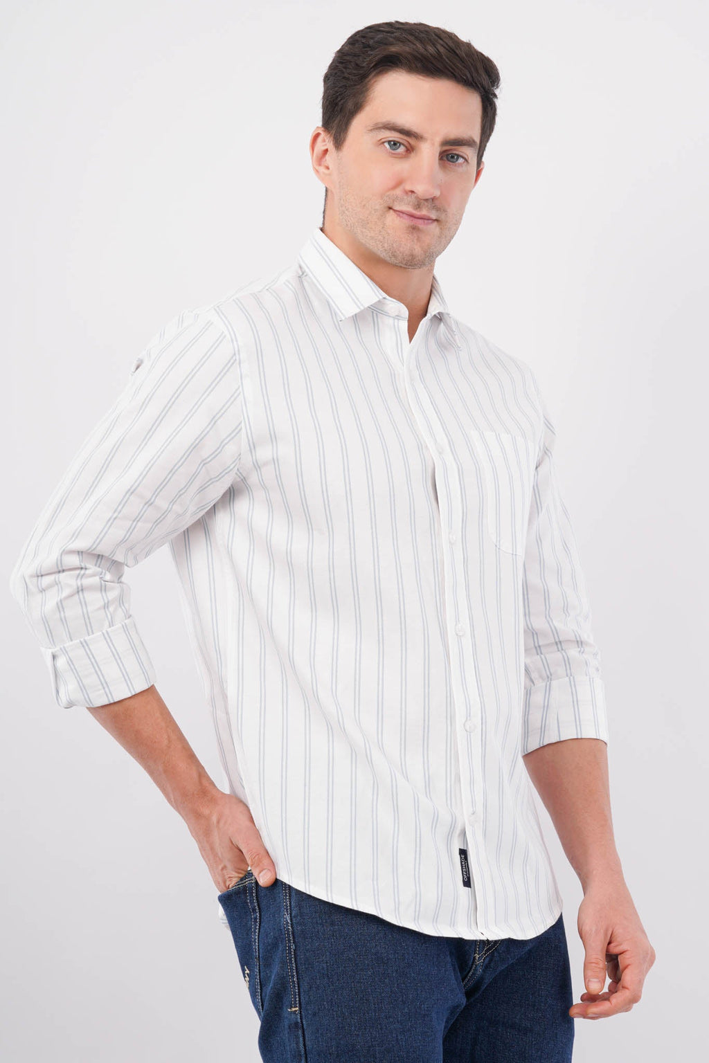 blue striped shirt offshade men