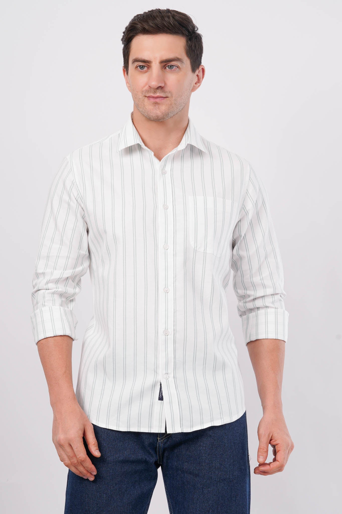 green striped shirt offshade men