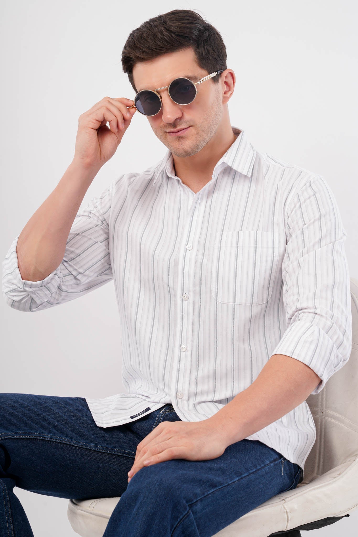 grey striped shirt offshade men