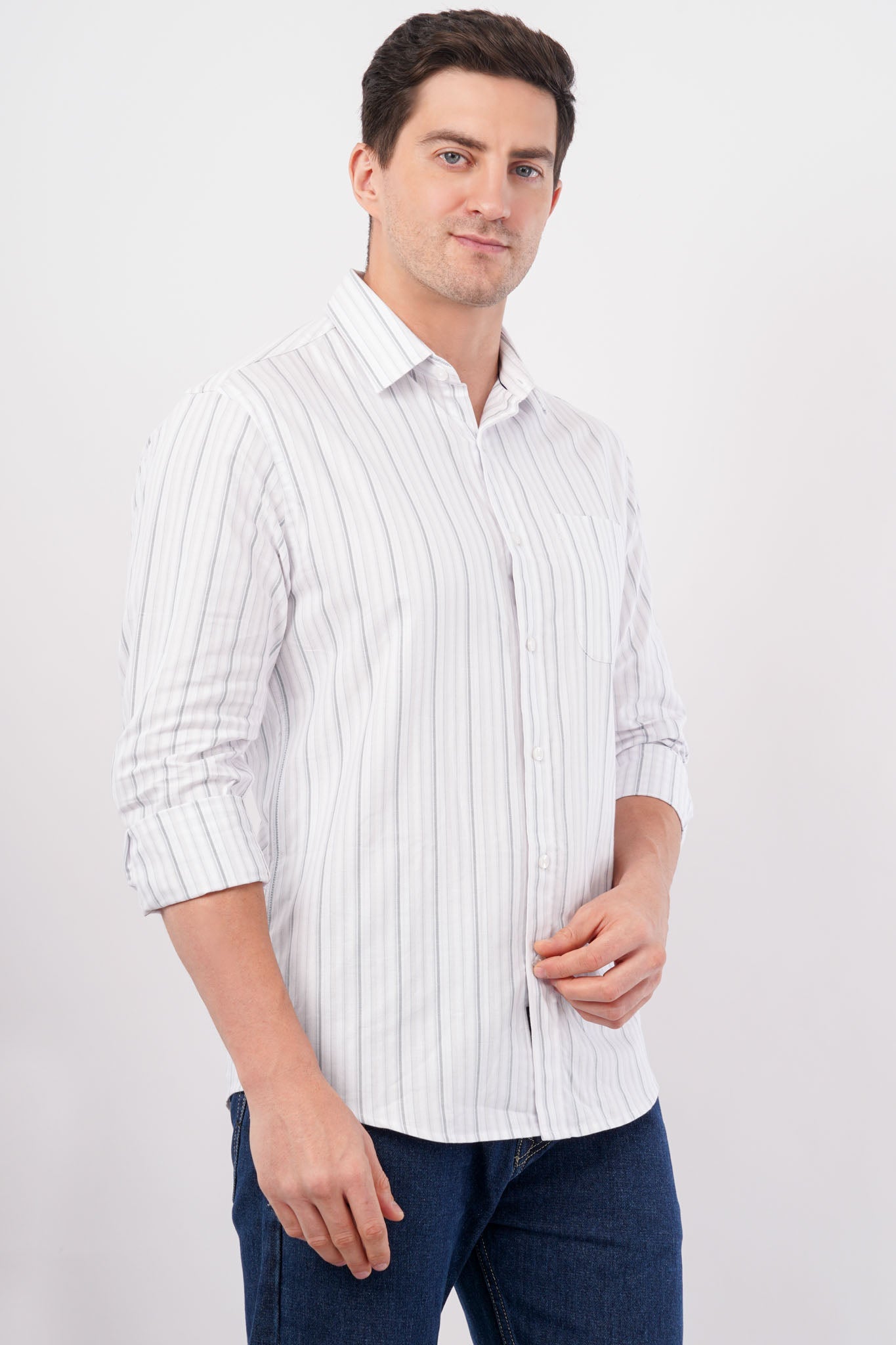 grey striped shirt offshade men