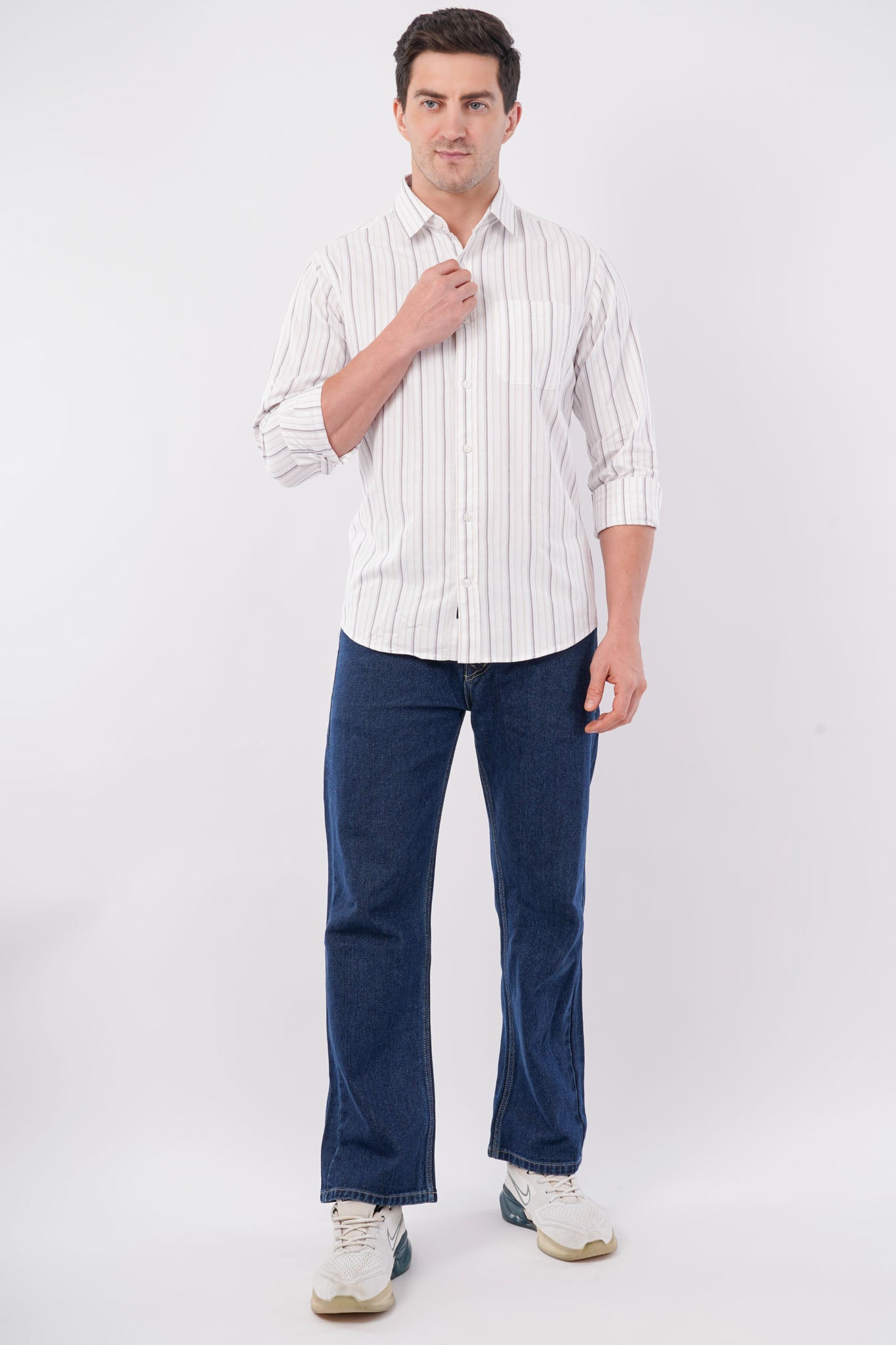 beige striped shirt offshade men