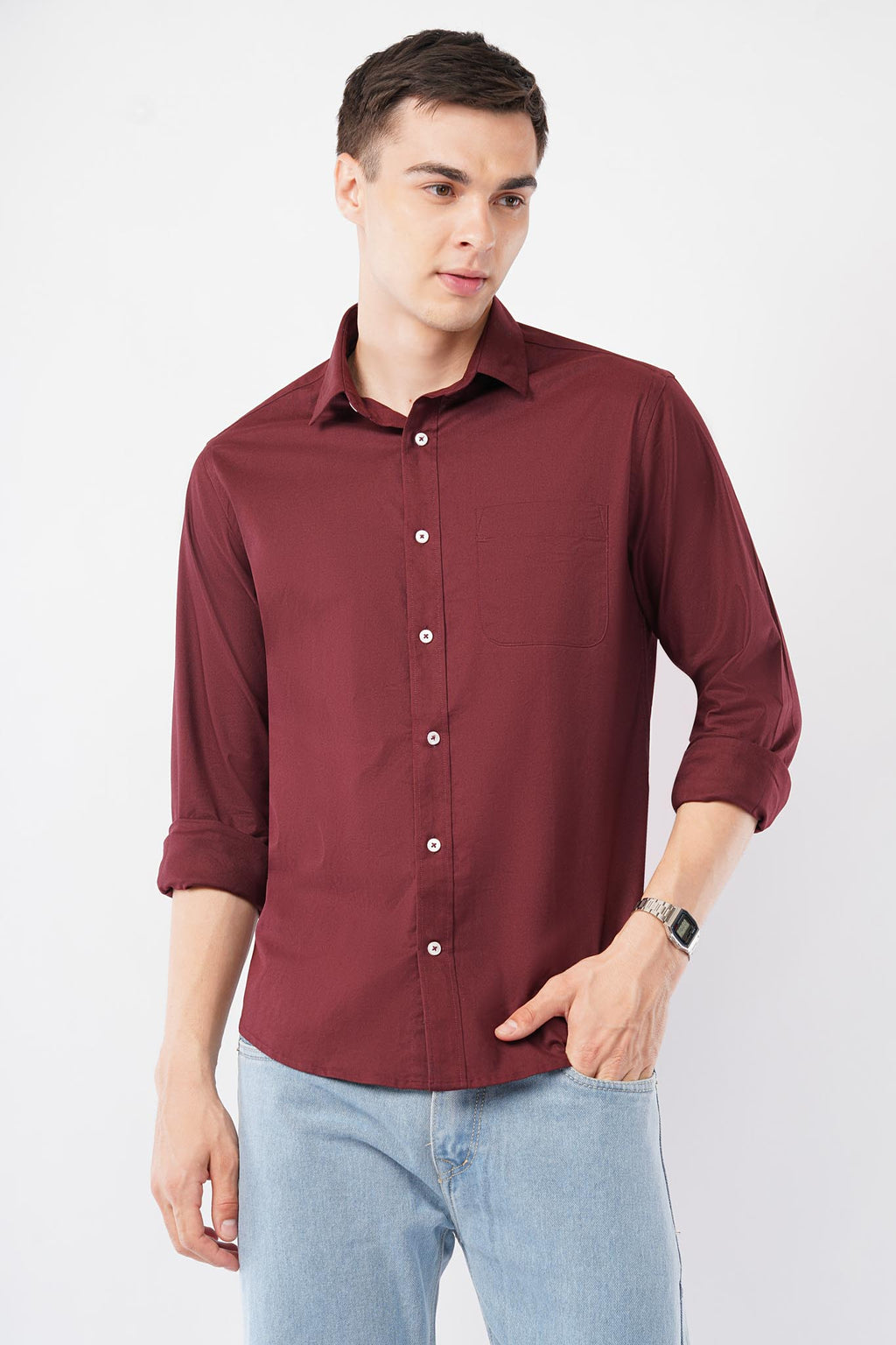 maroon shirt offshade men