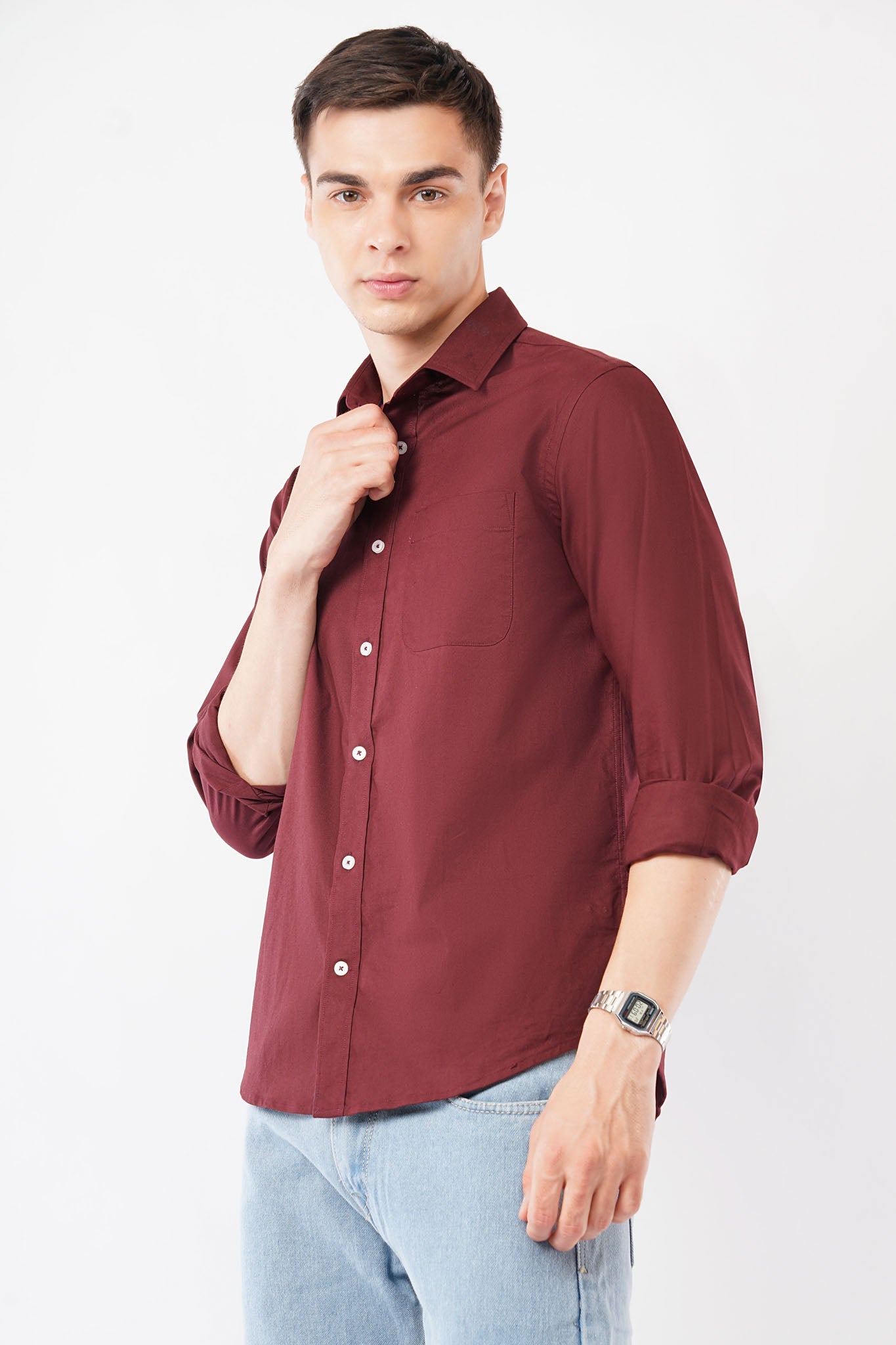 maroon shirt offshade men