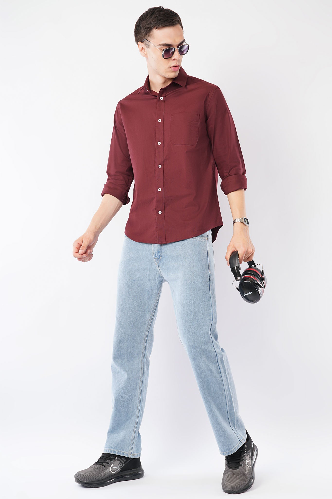 maroon shirt offshade men